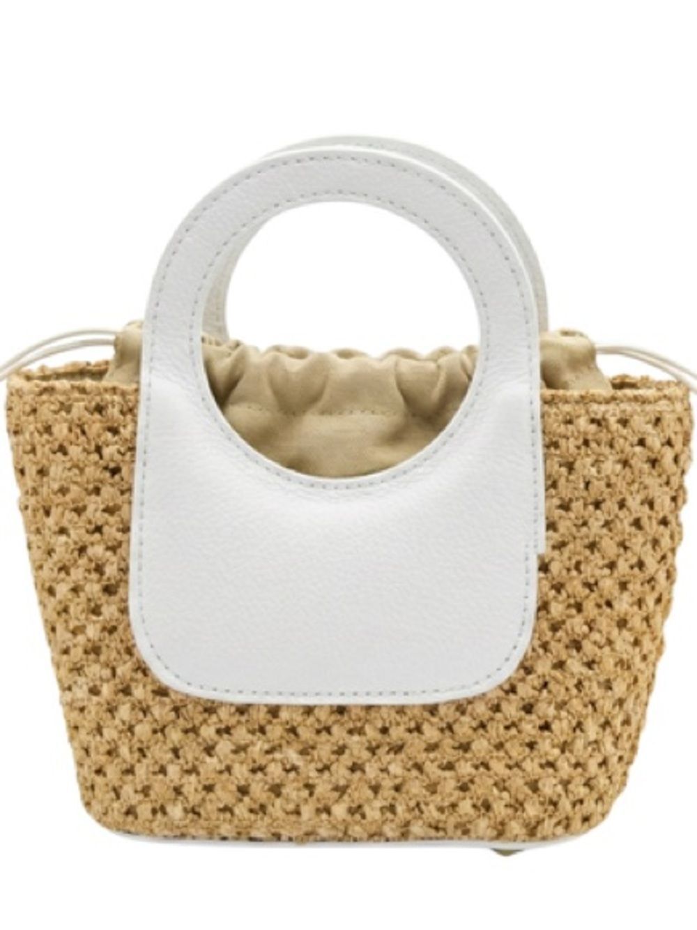 NWT Women's Straw Tote with White Leather Handles: Charleston Shoe Company